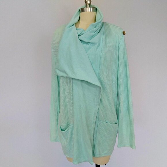 Fresh Produce Mint Green Thermal Wrap Sweater Size M Long Sleeve Made in USA - Picture 5 of 10